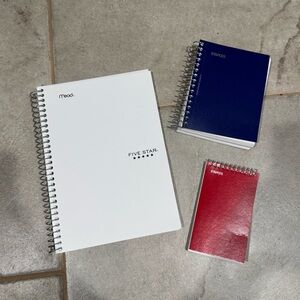 Set of three various notebooks
